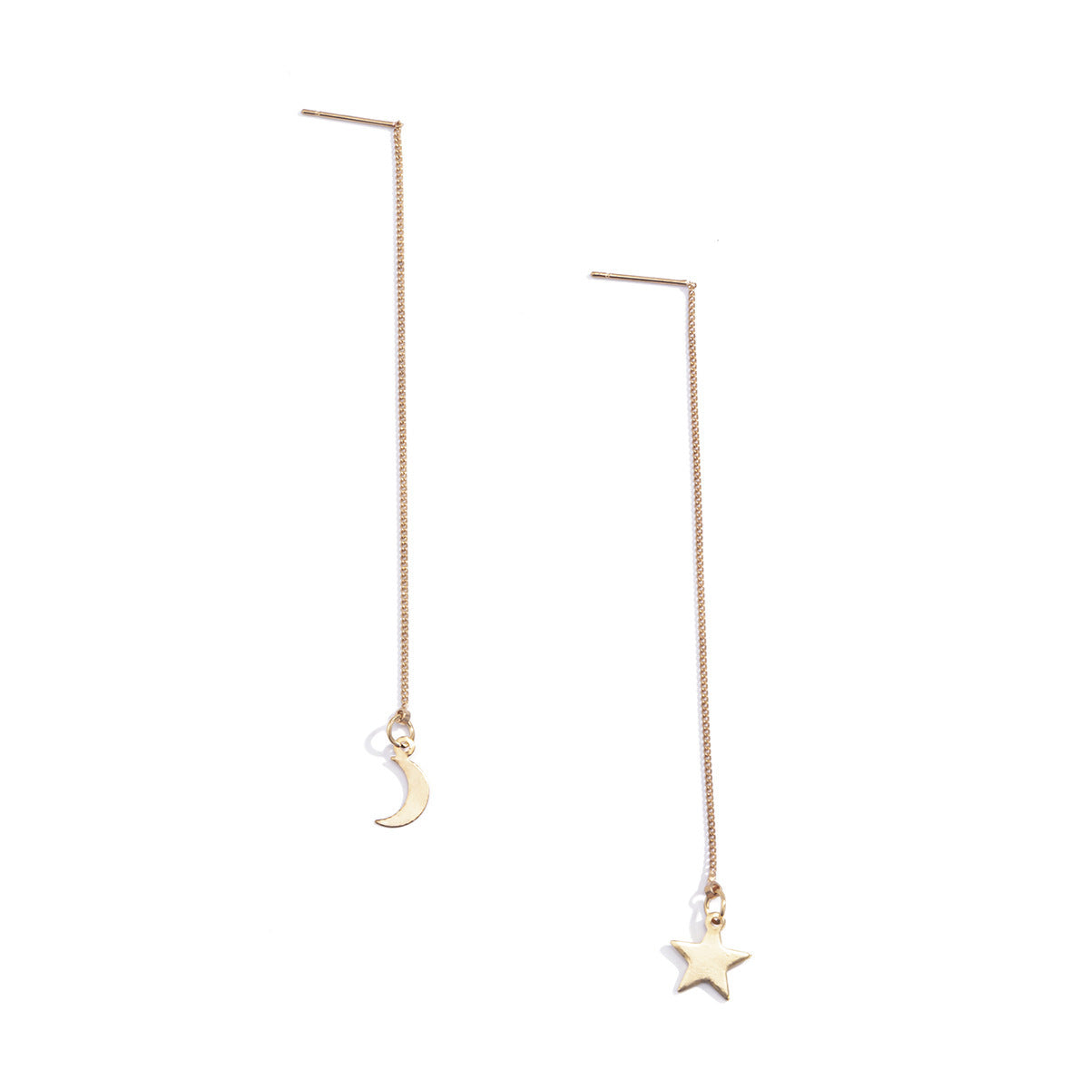 Longues boucles d'oreilles asymétriques avec étoiles et lune