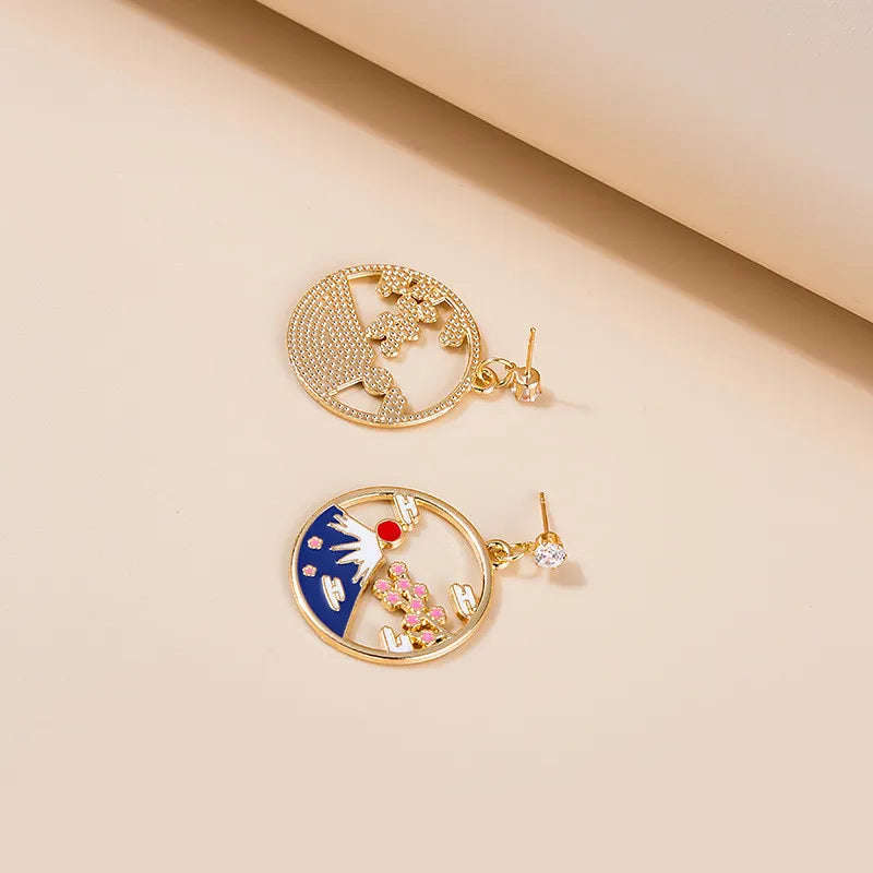 Boucles d'oreilles pendantes en émail Cat Mountain japonaises